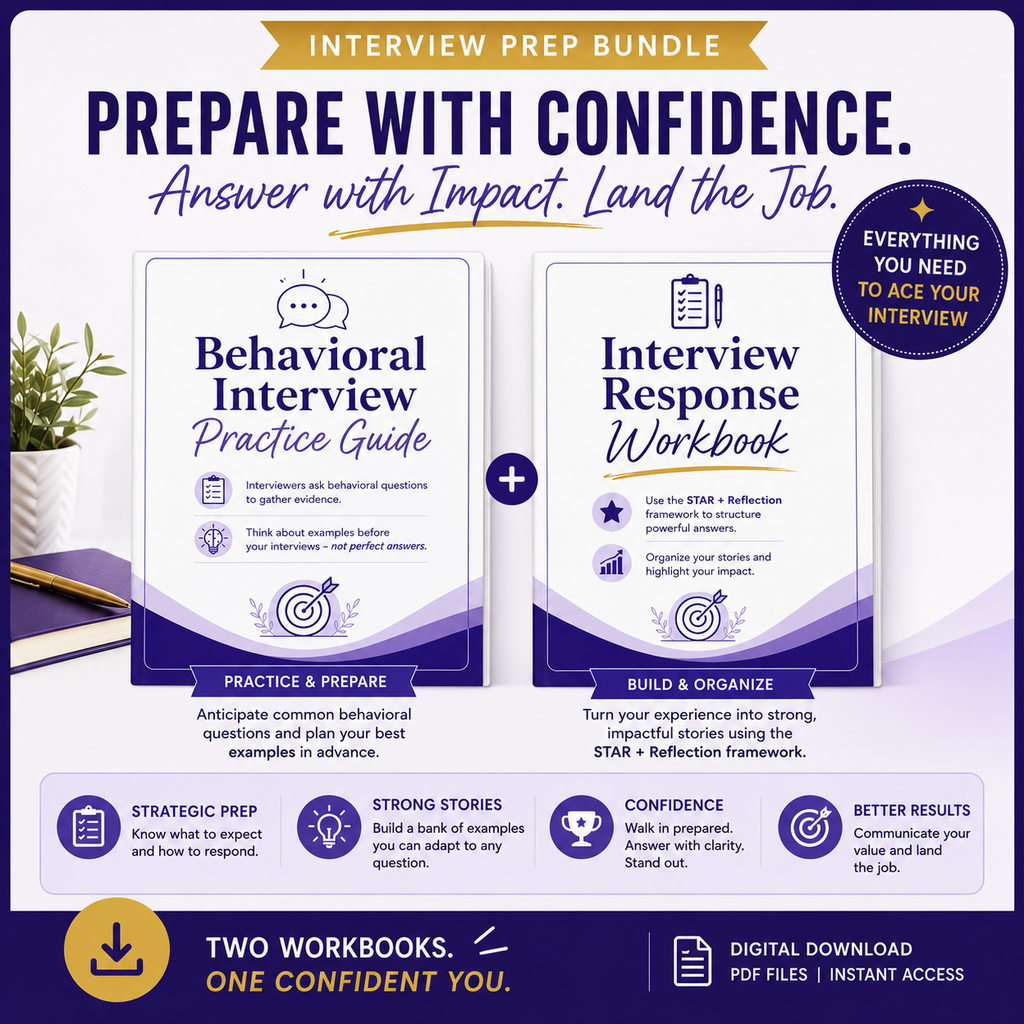 Interview Prep Bundle | Behavioral Interview Guide + STAR Method Response Workbook