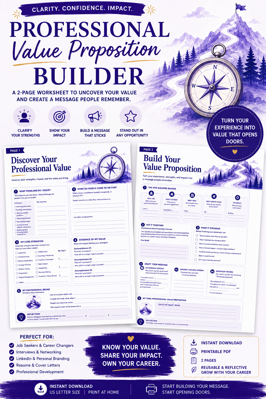 Professional Value Proposition Builder | Define Your Strengths, Impact & Career Brand