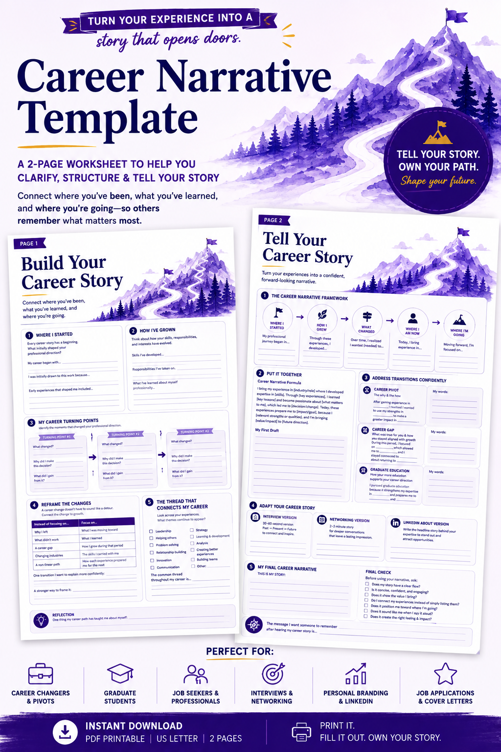 Career Strategy & Positioning Bundle | Career Mapping, Career Story & Value Proposition Toolkit
