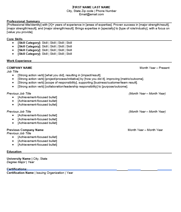 Resume Guide (Clean & Guided versions)