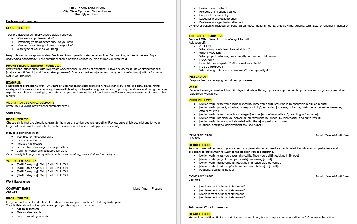 Resume Guide (Clean & Guided versions)